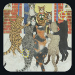 Sticker Carré Famille de Christmas<br><div class="desc">Carols de Noël Scott Pat / Collection privée / Bridgeman Images</div>