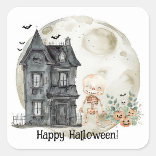 Sticker Carré Famille Hantée House Maman Et Amis Fête D'Hallowee