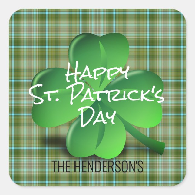 Sticker Carré Famille Jour de la Saint Patrick Shamrock irlandai (Devant)