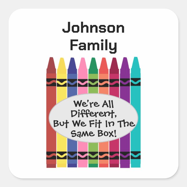 Sticker Carré Famille Nous sommes tous différents amusants mais  (Devant)