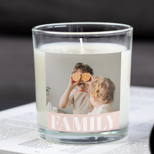 Sticker Carré Famille Pastel Rose moderne Cadeau photo