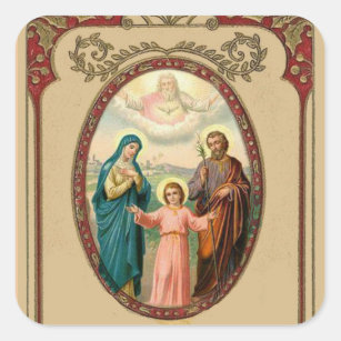 Sticker Carré Famille sainte vintage catholique Jésus Mary de