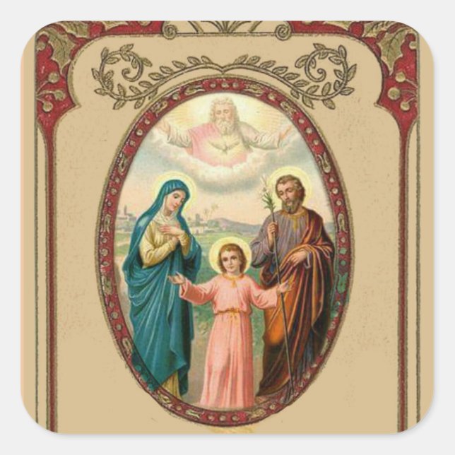 Sticker Carré Famille sainte vintage catholique Jésus Mary de (Devant)