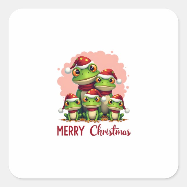 Sticker Carré Family christmas frogs (3) (Devant)