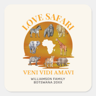 Sticker Carré Family Group LOVE SAFARI Souvenir