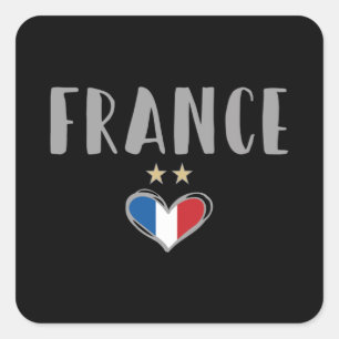 Sticker Carré Fan de football France Chemise avec coeur