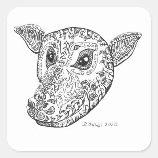 Sticker Carré Fancy Bat - P. conspicillatus Portrait