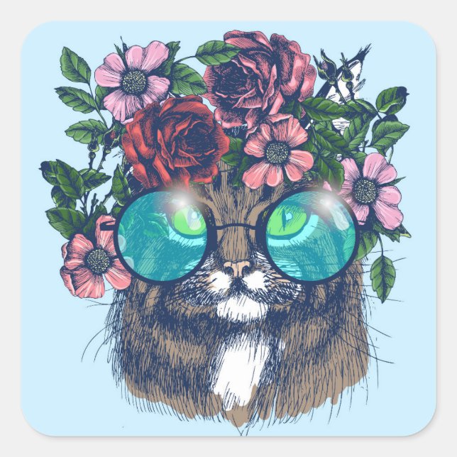 Sticker Carré Fancy Maine Coon (Devant)