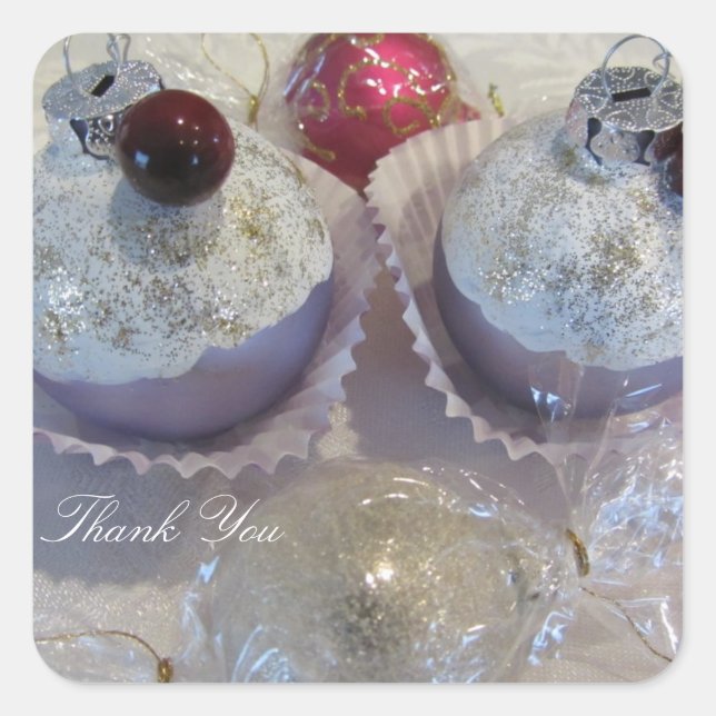 Sticker Carré Fancy Merci Cupcake (Devant)