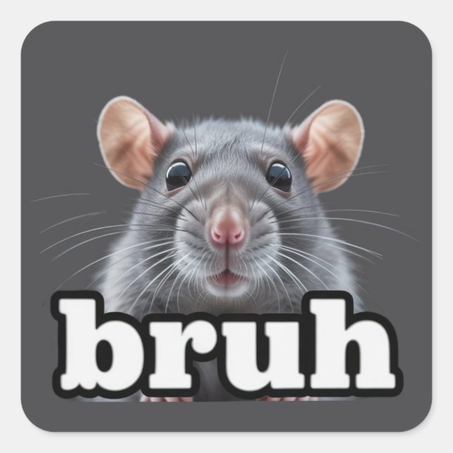 Sticker Carré Fancy Rat Rodent Owner Meme Bruh Pet Rat Lover  (Devant)