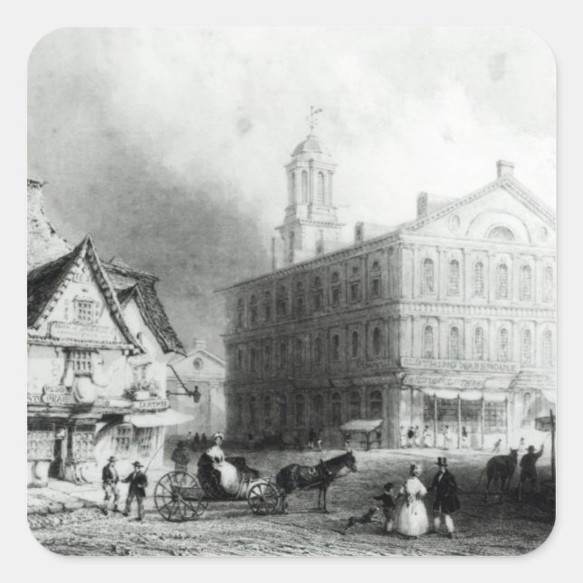 Sticker Carré Faneuiel Hall, Boston (Devant)