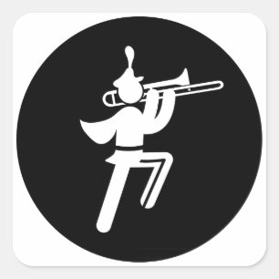 Sticker Carré Fanfare - joueur de trombone