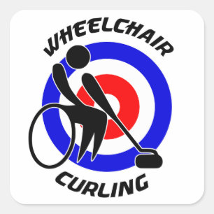 Sticker Carré Fans de sport hivernal de curling en fauteuil roul
