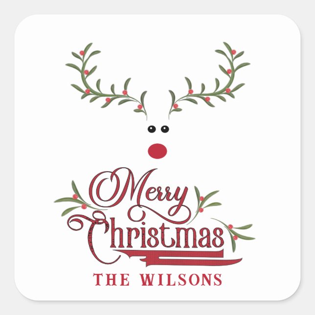 Sticker Carré Fantaisie charnelle de rennes de baies (Devant)