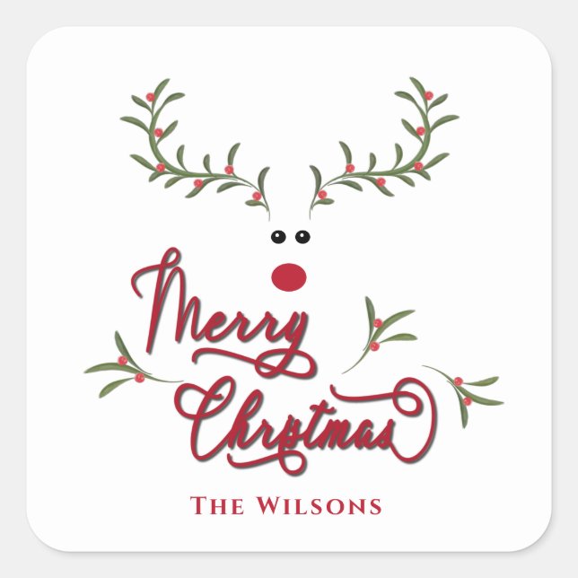 Sticker Carré Fantaisie charnelle de rennes de baies (Devant)