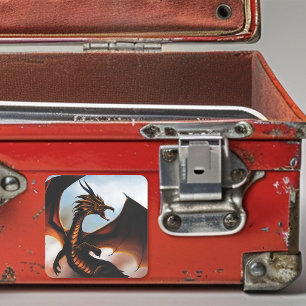 Sticker Carré Fantaisie de dragon ambre ardent