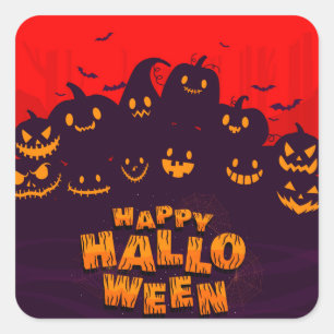 Sticker Carré Fantaisie Pumphins chauves-souris Rouge Arrière-p