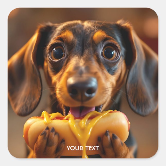 Sticker Carré Fantasy Cute Dog Hot Dog (Devant)