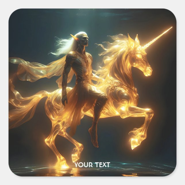 Sticker Carré Fantasy Cute Ethereal Underwater Unicorn (Devant)