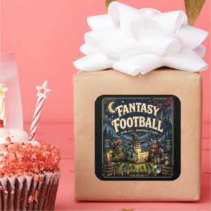 Sticker Carré Fantasy Football, Dragon Magicien Fantasy Vintage