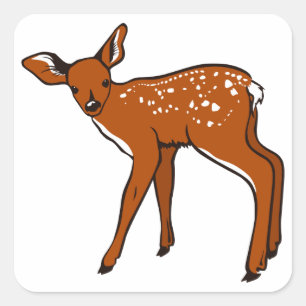Sticker Carré Faon mignon de cerfs communs