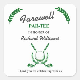 Sticker Carré Farewell Retraite Golf Club Wreath Fête à thème