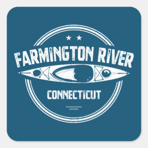 Sticker Carré Farmington River Connecticut Kayaking
