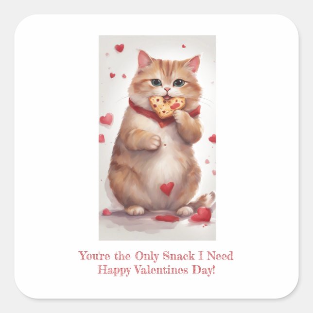 Sticker Carré Fat mignon biscuit snack Valentines Day (Devant)