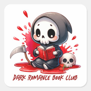 Sticker Carré Faucheuse aquarelle amoureuse de livres