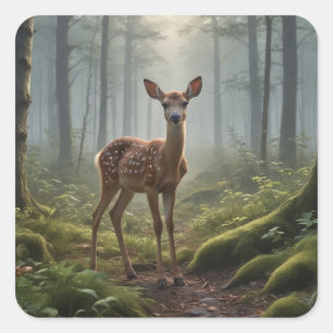 Sticker Carré Faune dans la forêt