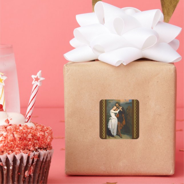 Sticker Carré Faust & Marguerite Dans le jardin par A. Scheffer (Fête)