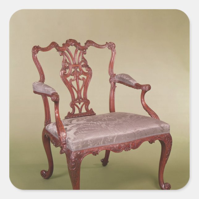 Sticker Carré Fauteuil de Thomas Chippendale, vers 1760 (Devant)
