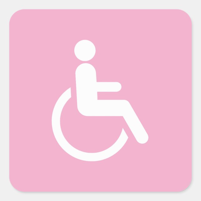 Sticker Carré Fauteuil roulant rose – Sensibilisation à l'access (Devant)