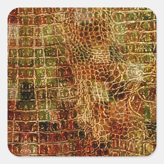 Sticker Carré Faux Alligator Peau animale Cuir rouge Brown (Devant)