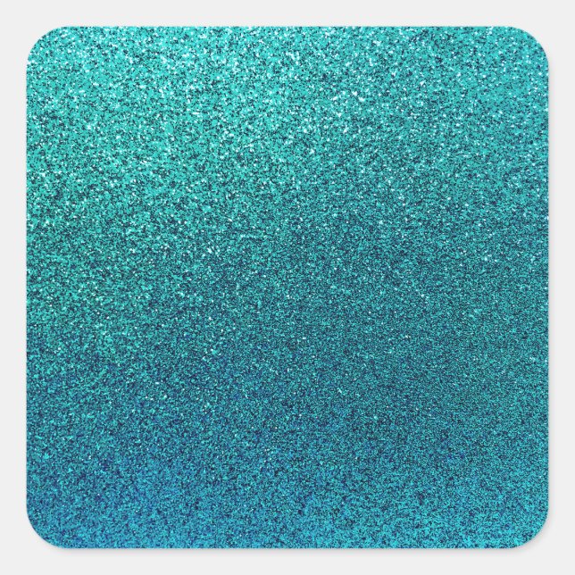 Sticker Carré Faux Aqua Turquoise Turquoise Blue Parties scintil (Devant)