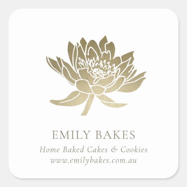 STICKER CARRÉ FAUX GLAM GOLD LOTUS FLORAL BUSINESS PROFESSIONAL (Devant)