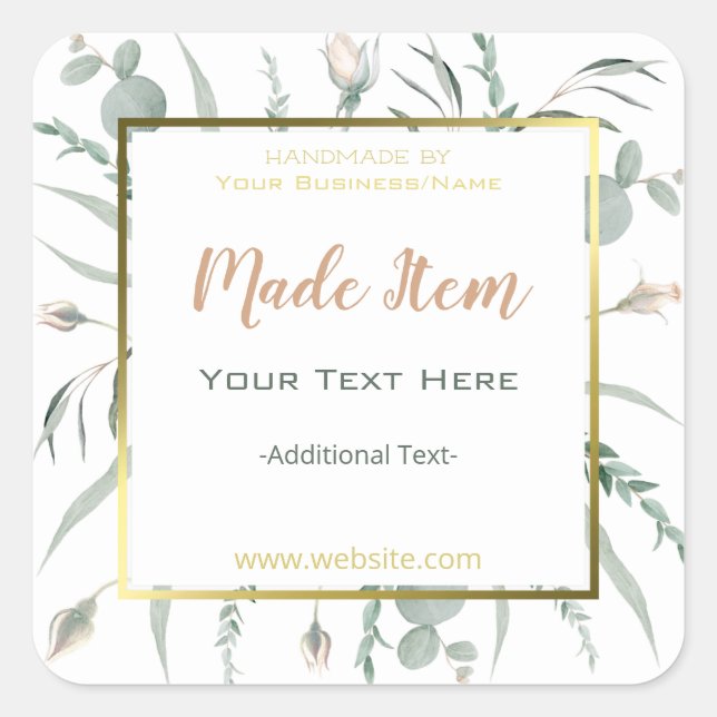 Sticker Carré Faux Gold Foil Produit artisanal Petite entreprise (Devant)