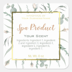 Sticker Carré Faux Gold Foil Spa artisanal Petit Entreprise