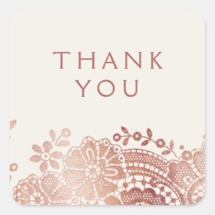 Sticker Carré Faux rose or élégant vintage dentelle de mariage