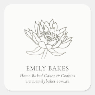 STICKER CARRÉ FAUX SILVER LOTUS FLORAL BUSINESS PROFESSIONAL