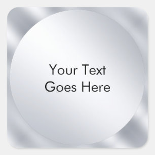 Sticker Carré Faux Silver Modern Modèle Ajouter Votre Texte Élég