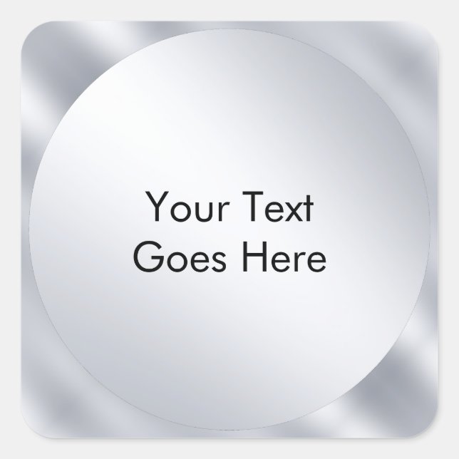 Sticker Carré Faux Silver Modern Modèle Ajouter Votre Texte Élég (Devant)