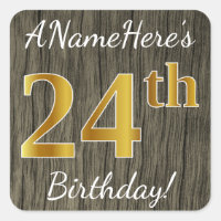 Faux Wood, Faux Gold 24e anniversaire + Nom person