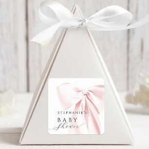 Sticker Carré Faveur Baby Shower Rose Pâle