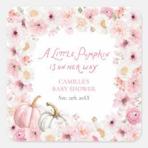 Sticker Carré Faveur de citrouille rose automnale pour Baby Show