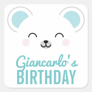 Sticker Carré Faveur de fête d'anniversaire de garçon mignon our