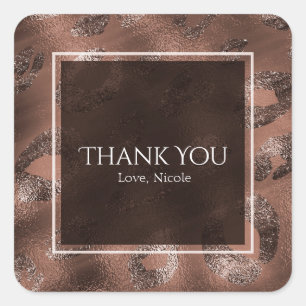 Sticker Carré Faveur de fête en impression léopard Bronze Mocha