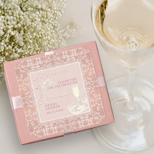 Sticker Carré Faveur de mariage Pearls & Prosecco Rose Gold