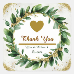 Sticker Carré 🌿 Faveur de remerciement de mariage vert de natur