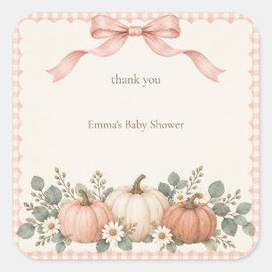 Sticker Carré Faveur de remerciement pour Baby Shower Blush Pump